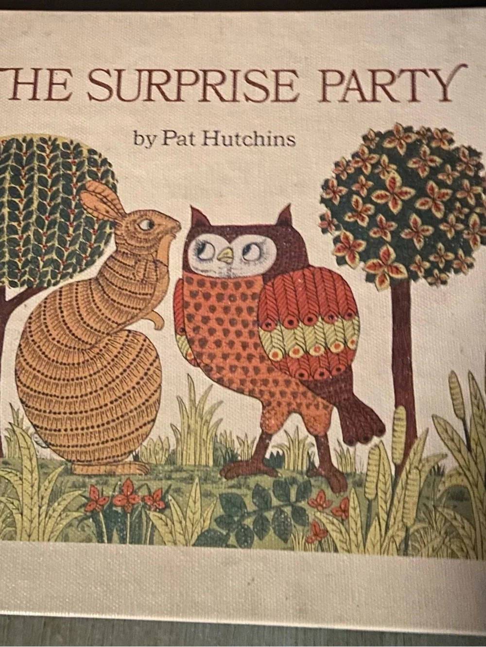 Vintage illustrated children’s book Woodland Surprise Party Owl tree botanical
